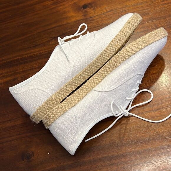 Lam White Lace Up Linen Espadrilles Womens US 11W - Picture 3 of 8